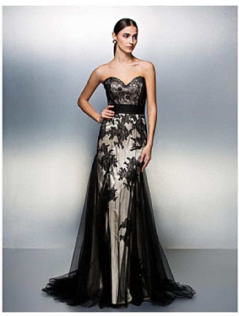 Strapless Black Lace Evening Gown - Elegant Formal Dress